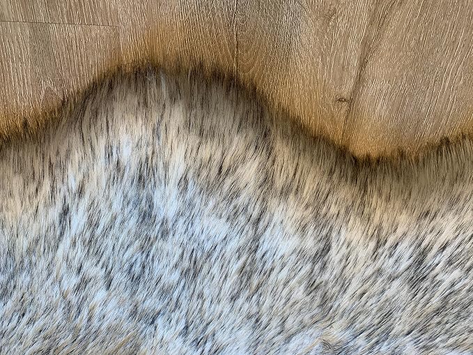 LAMBZY Faux Sheepskin Super Soft Hypoallergenic Silky Shag Rug for Living Room, Kids Room, Sofa (Single 2'x3', White/Black Tips)