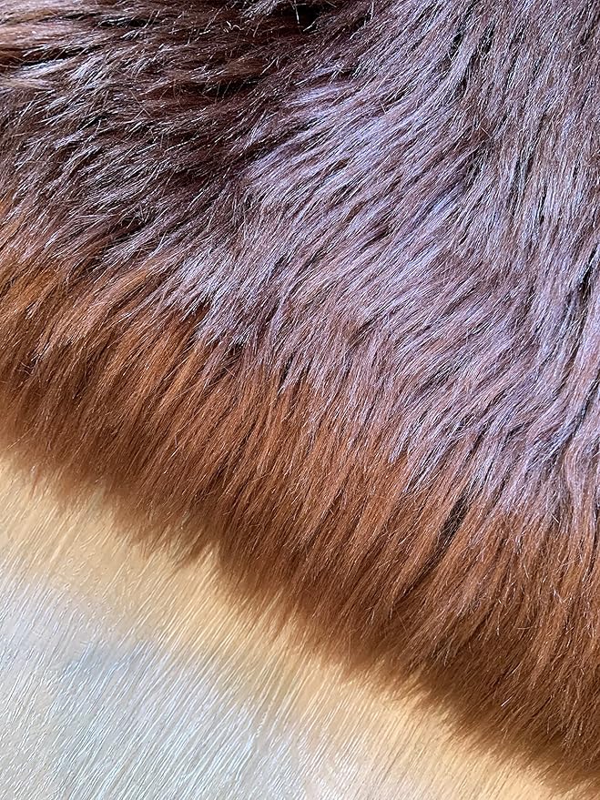 LAMBZY Faux Sheepskin Super Soft Hypoallergenic Silky Shag Rug for Living Room, Kids Room, Sofa (Triple Side by Side 3'x6', Brown)
