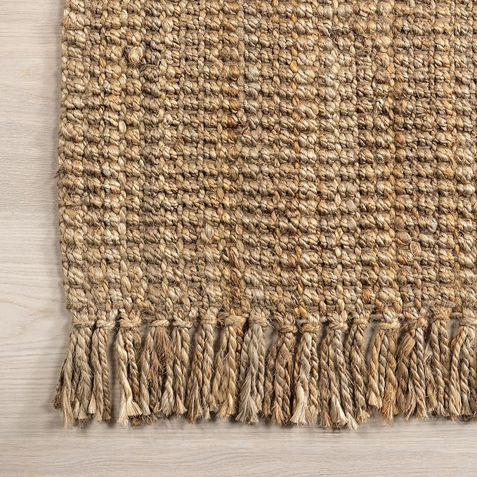 Nuloom Daniela Natural, 2'6" x 6', Handmade, Jute, Tassel, Soft and Textured, High Traffic, Stain Resistant, Easy Clean, Durable Runner for Bedroom, Living Room, Dining Space, Foyer, Entryway