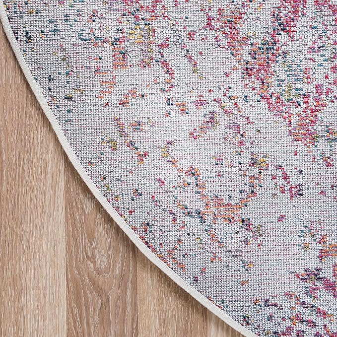Rugs.com Arlington Collection Rug – 8 Ft Round Multi Medium-Pile Rug Perfect for Kitchens, Dining Rooms
