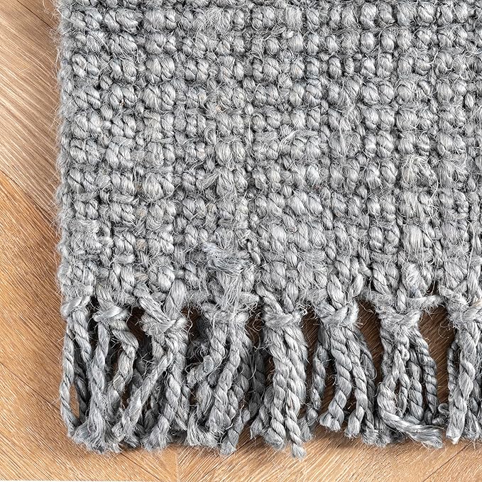 Nuloom Daniela Grey, 5' x 7'6", Handmade, Jute, Tassel, Soft and Textured, High Traffic, Stain Resistant, Easy Clean, Durable Area Rug for Bedroom, Living Room, Dining Space, Foyer, Entryway