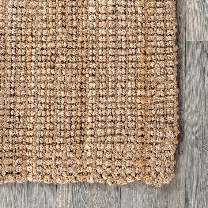 nuLOOM Ashli Solid Farmhouse Jute Area Rug, 6' Square, Natural