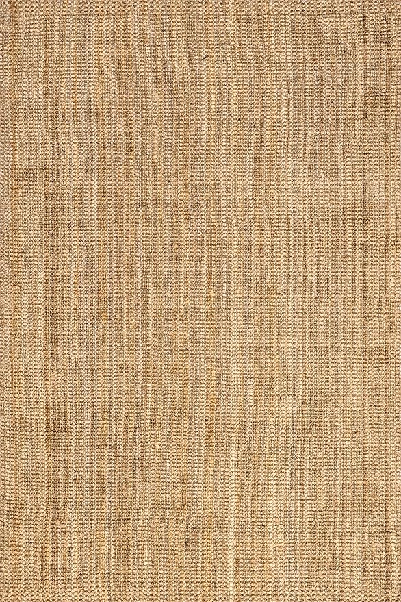 nuLOOM Ashli Solid Farmhouse Jute Area Rug, 6' Square, Natural