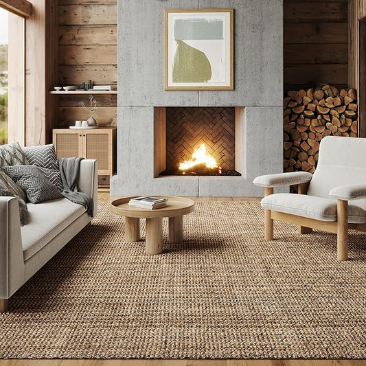 nuLOOM Ashli Solid Farmhouse Jute Area Rug, 3x5, Natural