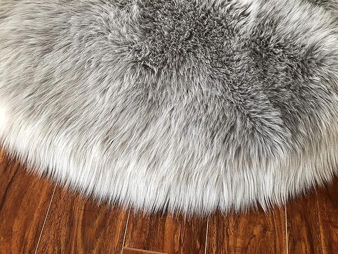 Free Shape Luxury Soft Fluffy Shag Area Rug Octo 8 Pelts 6'x8',180x240 cm - Vegan Fur Ultra Soft Indoor Carpet Nursery Rugs for Bedroom Home Decor, Grey