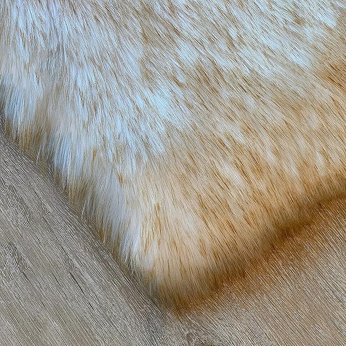 LAMBZY High Pile Super Soft Faux Sheepskin Rug (4'x6', White/Brown Tips)