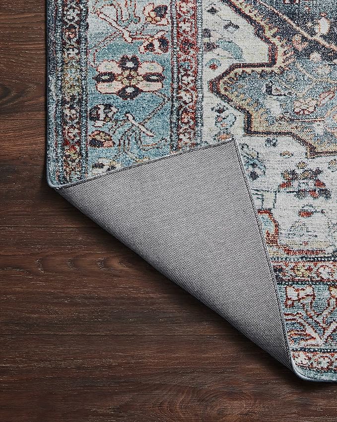 Loloi Margot Collection MAT-05 Ocean/Brick 2'-6" x 7'-6" Runner Rug feat. CloudPile, No-Shed Easy Clean Large Patterned Area Rug for Living Room, Bedroom, Dining Area