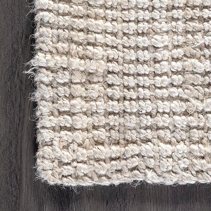 nuLOOM Ashli Solid Farmhouse Jute Area Rug, 6' Round, Off-white