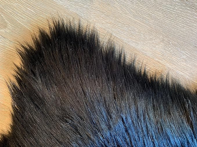 LAMBZY Faux Sheepskin Super Soft Hypoallergenic Silky Shag Rug for Living Room, Kids Room, Sofa (5 Pelts Side by Side 3'x10', Black)