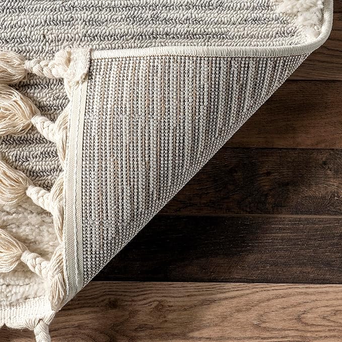 Nuloom Marissa Off-White/Grey, 10' x 14', Diamond, Tassel, Soft and Cozy, High Traffic, Stain Resistant, Easy Clean, Durable Area Rug for Bedroom, Living Room, Dining Space, Den, Foyer, Entryway