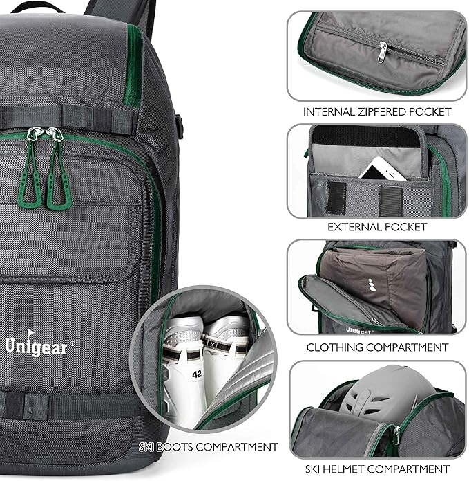Unigear Ski Boot Bag Backpack for Helmet 50L/70L, Goggles, Gloves, Skis, Snowboard & Accessories