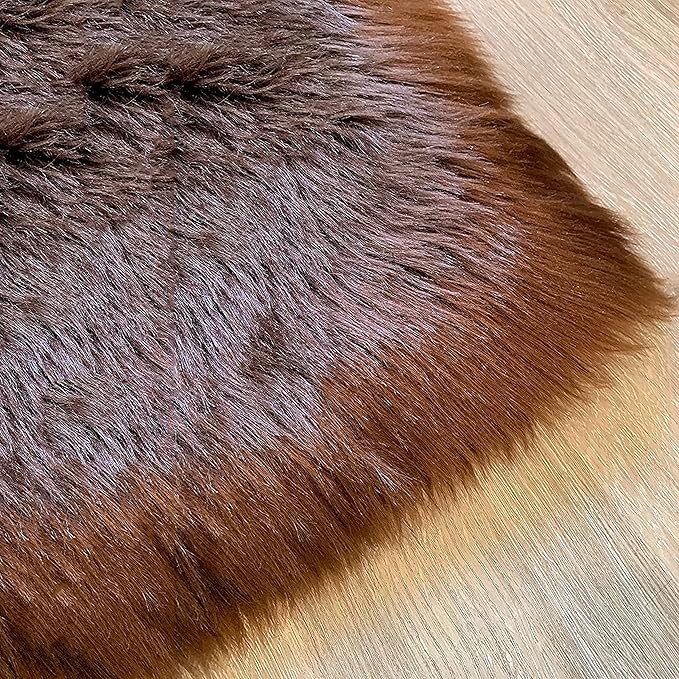 LAMBZY High Pile Super Soft Faux Sheepskin Rug (9'x12', Brown)
