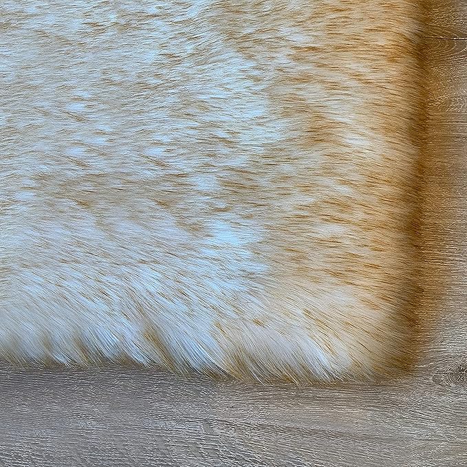 LAMBZY High Pile Super Soft Faux Sheepskin Rug (9'x12', White/Brown Tips)