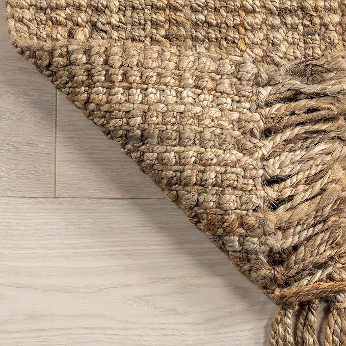Nuloom Daniela Natural, 5' x 7'6", Handmade, Jute, Tassel, Soft and Textured, High Traffic, Stain Resistant, Easy Clean, Durable Area Rug for Bedroom, Living Room, Dining Space, Foyer, Entryway