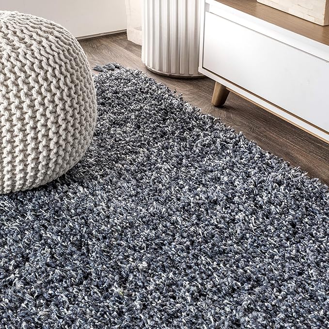 JONATHAN Y Mercer Shag Plush Tassel Denim Blue Indoor Area Rug, 4x6, Contemporary, Modern, Easy-Cleaning for Living Room, Bedroom, Kitchen, Pet Friendly, Non-Shedding (MCR100C-4)