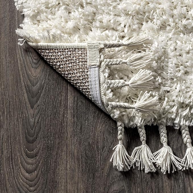 JONATHAN Y Mercer Shag Plush Tassel White Indoor Area Rug, 3x5, Contemporary, Modern, Easy-Cleaning for Living Room, Bedroom, Kitchen, Pet Friendly, Non-Shedding (MCR100A-3)