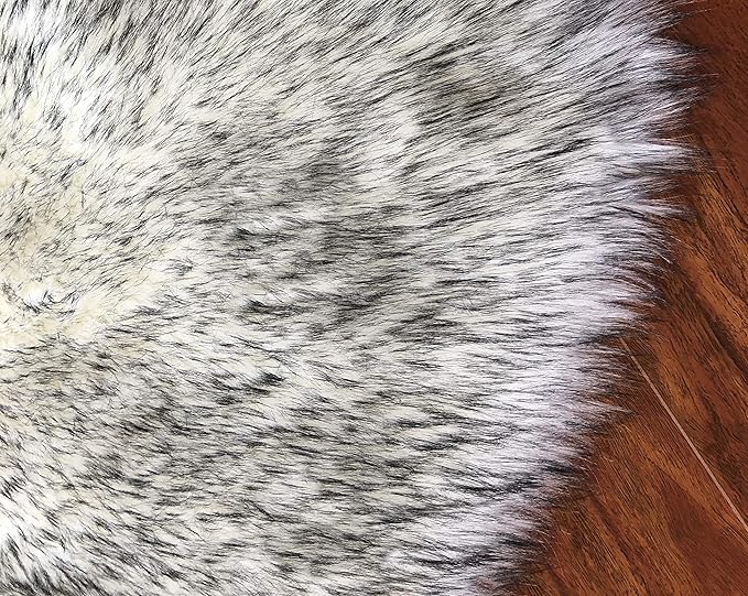 Free Shape Luxury Soft Fluffy Shag Area Rug Decto 10 Pelts 6'x10', 180x300cm - Vegan Fur Ultra Soft Indoor Carpet Nursery Rugs for Bedroom Home Decor, White/Black