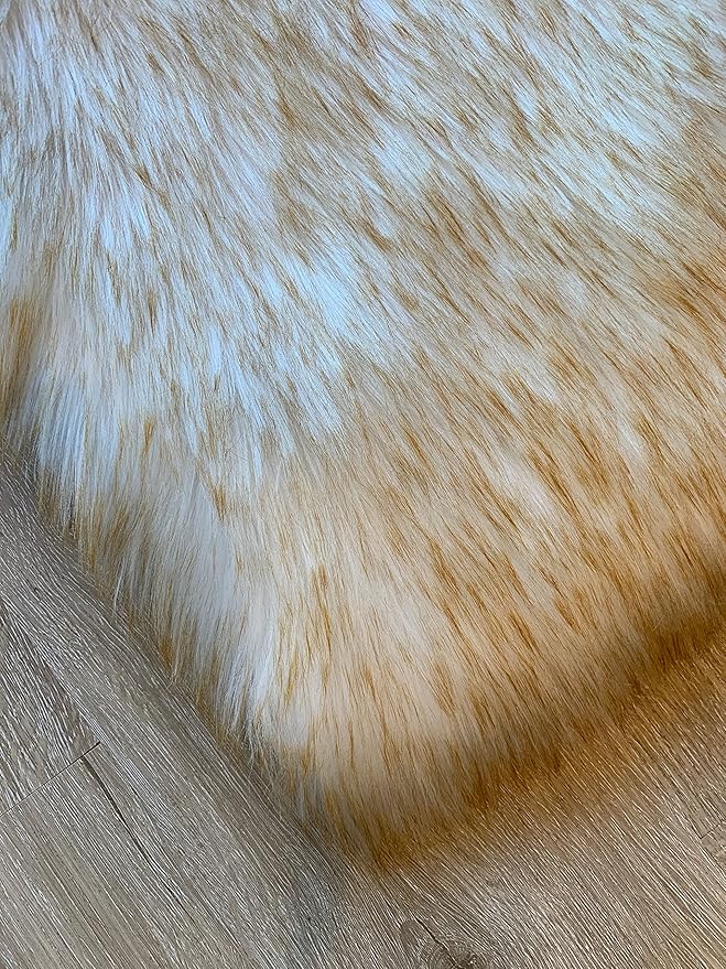 LAMBZY Faux Sheepskin Super Soft Hypoallergenic Silky Shag Rug for Living Room, Kids Room, Sofa (Double Side by Side 3'x4, White/Brown Tips)