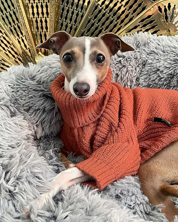 Fitwarm Thermal Knitted Dog Sweater Doggy Winter Coat Pet Clothes Doggie Turtleneck Jacket Puppy Outfits Cat Sweatsuit Red Medium