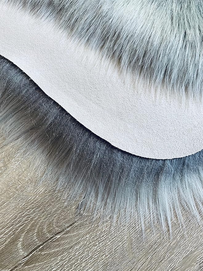 LAMBZY Faux Sheepskin Super Soft Hypoallergenic Silky Shag Rug for Living Room, Kids Room, Sofa (Single 2'x3', Grey)
